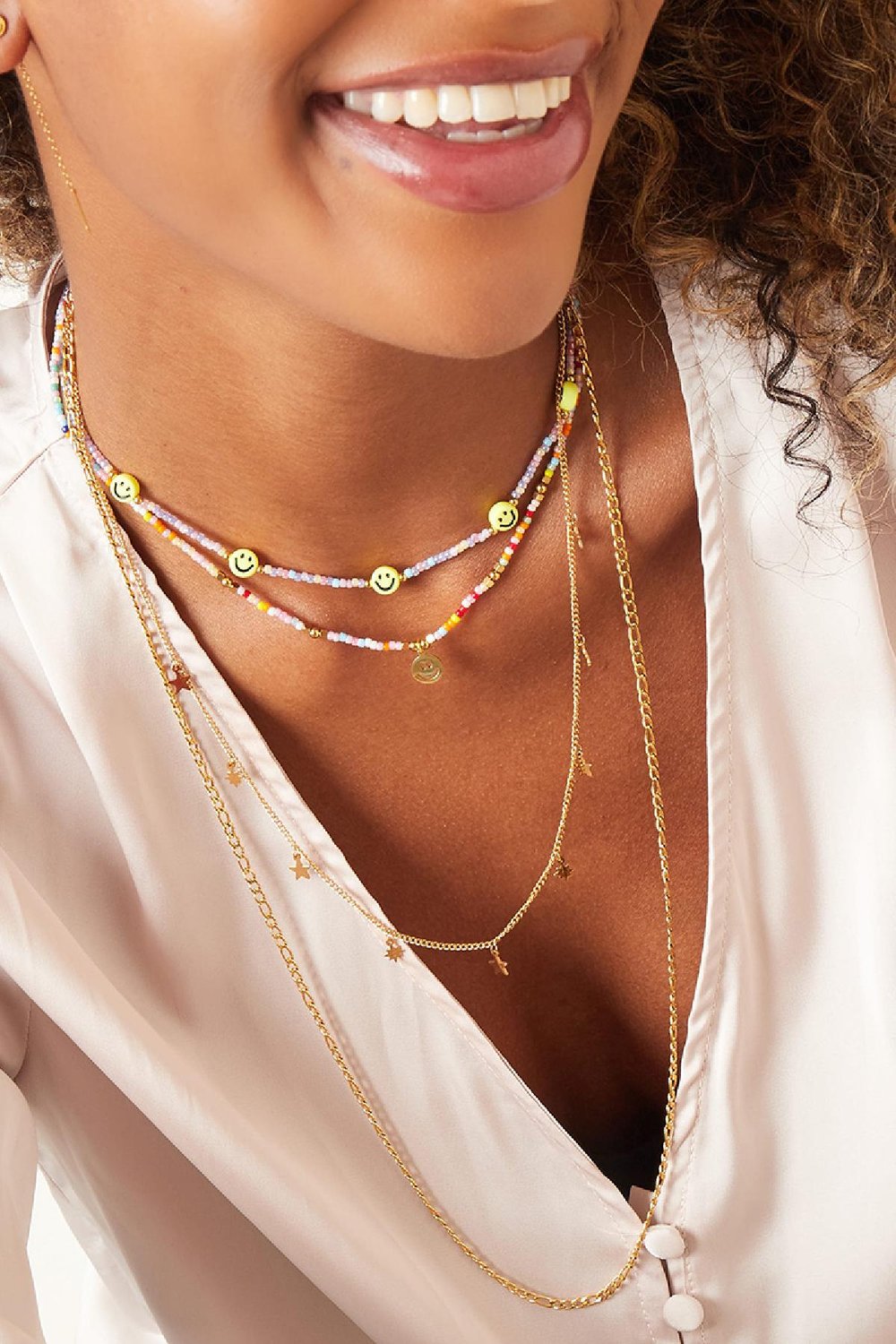 Dubbele ketting roestvrij stalen ketting met sterren Zilver Stainless Steel h5Afbeelding3